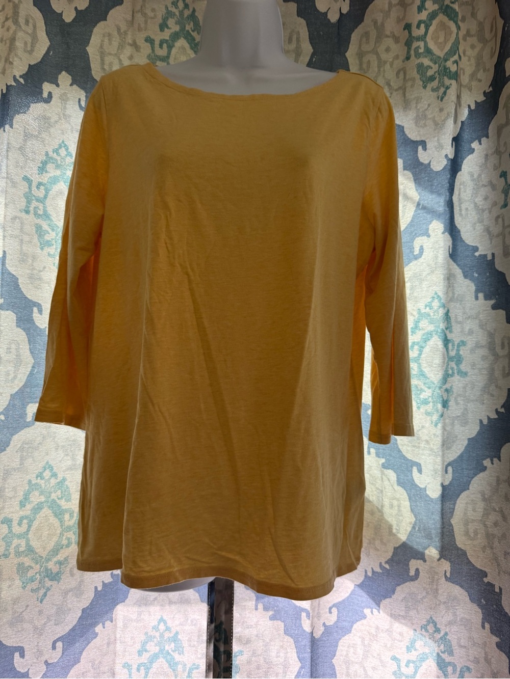Garnet Hill Goldenrod Yellow Boatneck Top L Autumn